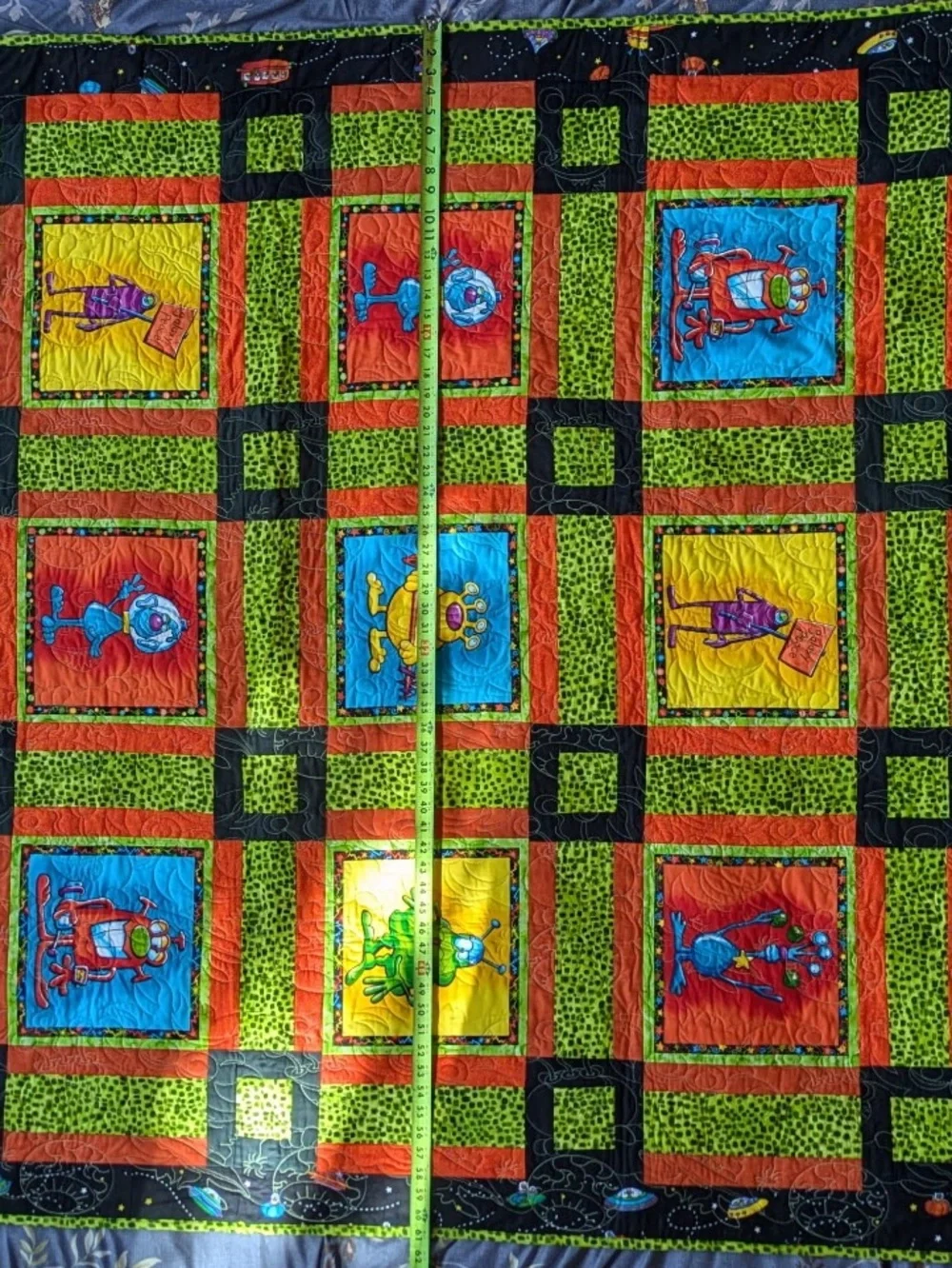 handmade alien quilt Cartoon Patchwork Quilt elaborate quilting design